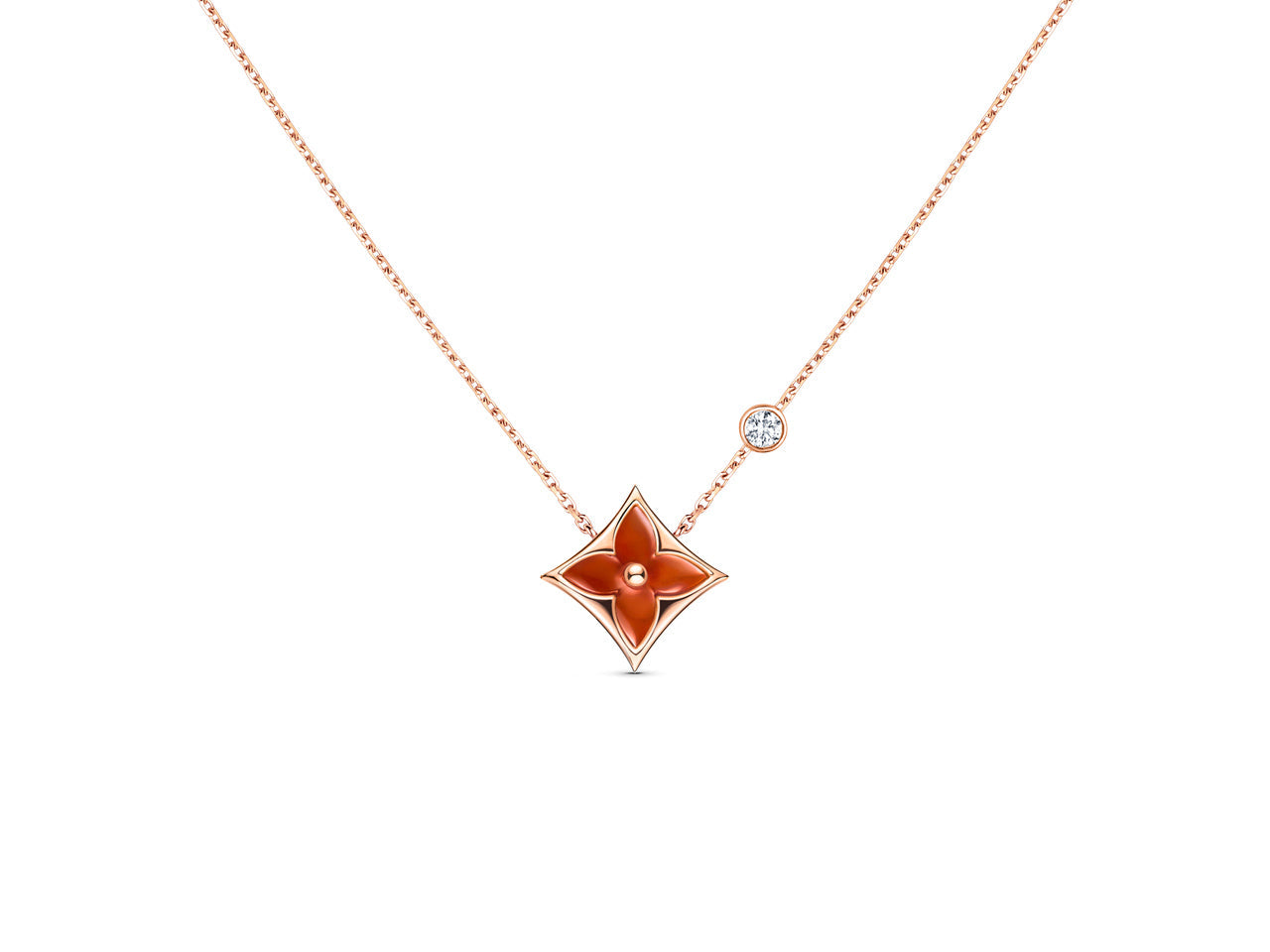 [Clover Jewelery]STAR NECKLACE PINK GOLD 1 DIAMOND