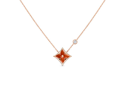 [Clover Jewelery]STAR NECKLACE PINK GOLD 1 DIAMOND