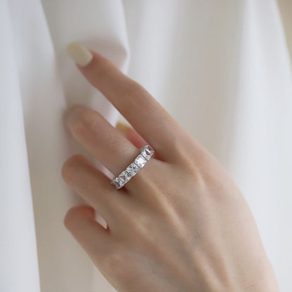 [Clover Jewelery]Elegant Princess Cut Tennis Ring