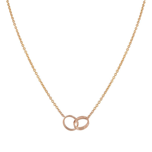 [Clover Jewelery]LOVE NECKLACE DOUBLE RING PINK GOLD