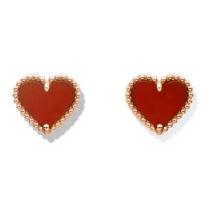 [Clover Jewelery]HEART CARNELIAN STUD EARRINGS