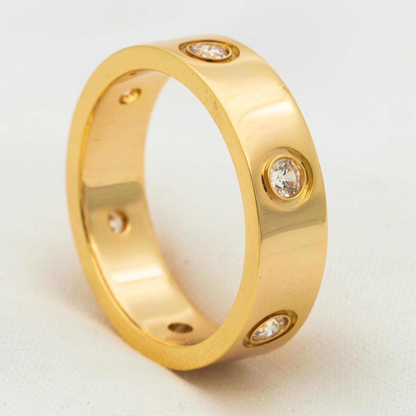 [Clover Jewelery]LOVE RING 5.5MM 6 DIAMONDS PINK GOLD