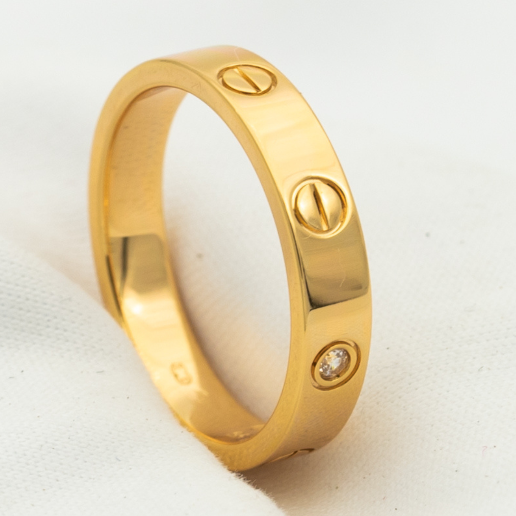 [Clover Jewelry]LOVE RING 4MM 1 DIAMOND PINK GOLD