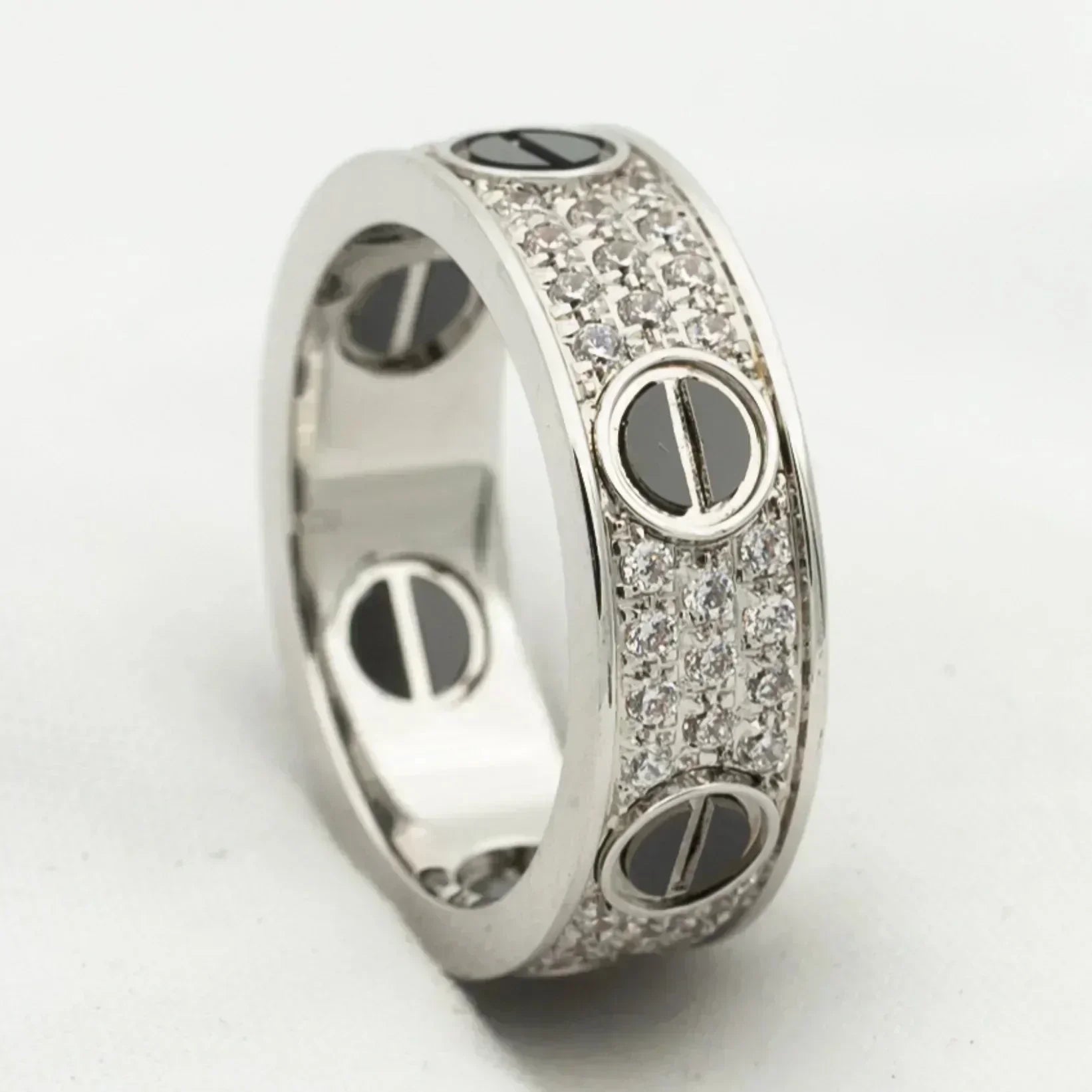 [Clover Jewelry]LOVE RING 5.5MM DIAMONDS PAVED CERAMIC
