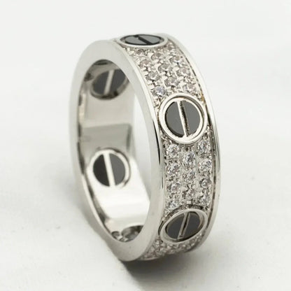 [Clover Jewelery]LOVE RING 5.5MM DIAMONDS PAVED CERAMIC