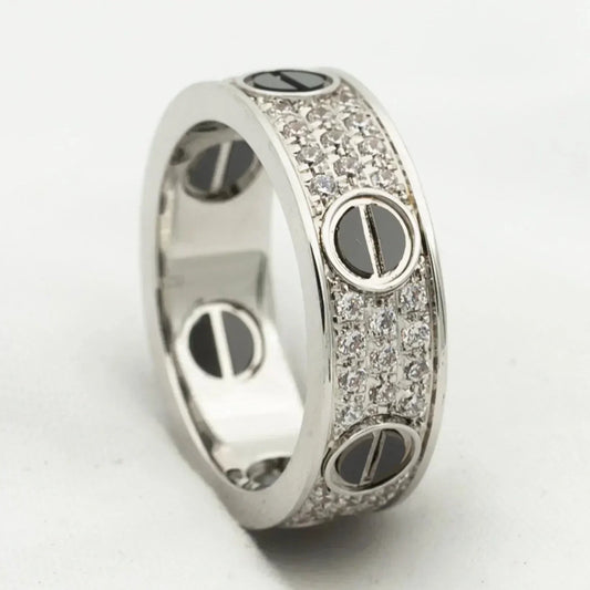[Clover Jewelery]LOVE RING 5.5MM DIAMONDS PAVED CERAMIC