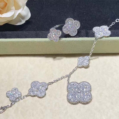 [Clover Jewelery]CLOVER 6 MOTIFS SILVER DIAMOND BRACELET