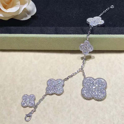 [Clover Jewelery]CLOVER 6 MOTIFS SILVER DIAMOND BRACELET