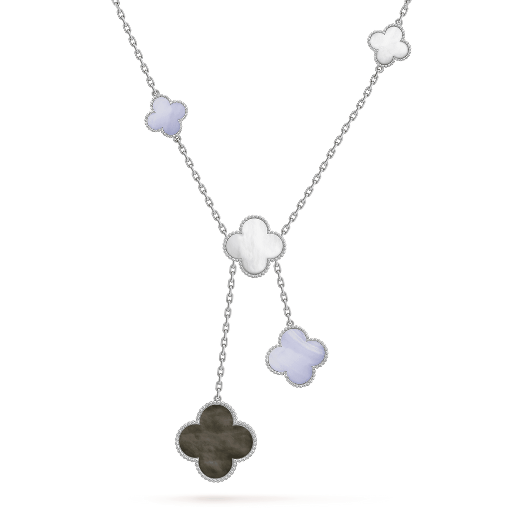 [Clover Jewelry]KLEE MOP CHALCEDON HALSKETTE SILBER 6 MOTIVE