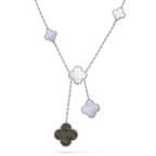 [Clover Jewelry]KLEE MOP CHALCEDON HALSKETTE SILBER 6 MOTIVE