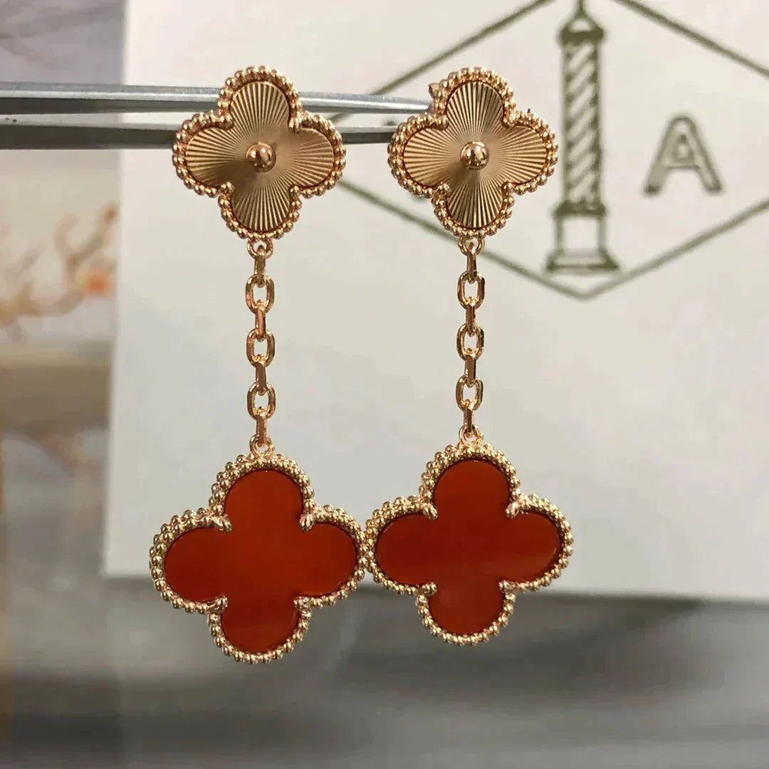 [Clover Schmuck]CLOVER 2 MOTIV LASER CARNELIAN OHRRINGE