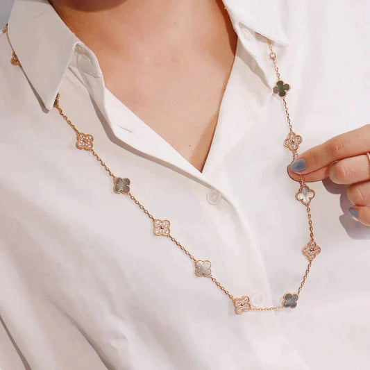 [Clover Jewelery]CLOVER 20 MOTIFS DARK MOP DIAMOND  NECKLACE