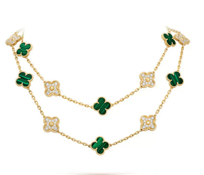 [Clover Jewelery]CLOVER 20 MOTIFS MALACHITE DIAMOND NECKLACE