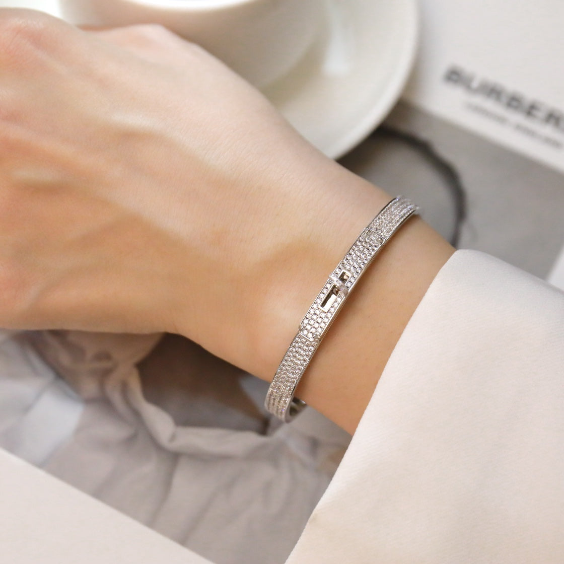 [Clover Jewelry]KELLY BRACELET DIAMOND PAVED