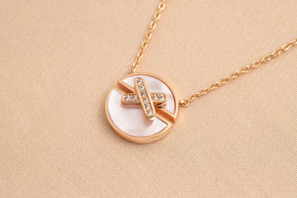 [Clover Jewelry]JEUX DE ROSE GOLD DIAMOND NECKLACE