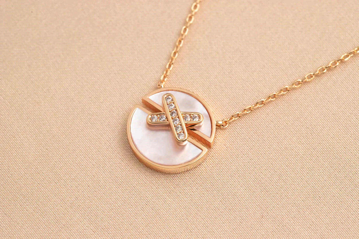 [Clover Jewelery]JEUX DE ROSE GOLD DIAMOND NECKLACE