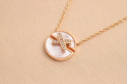 [Clover Jewelery]JEUX DE ROSE GOLD DIAMOND NECKLACE