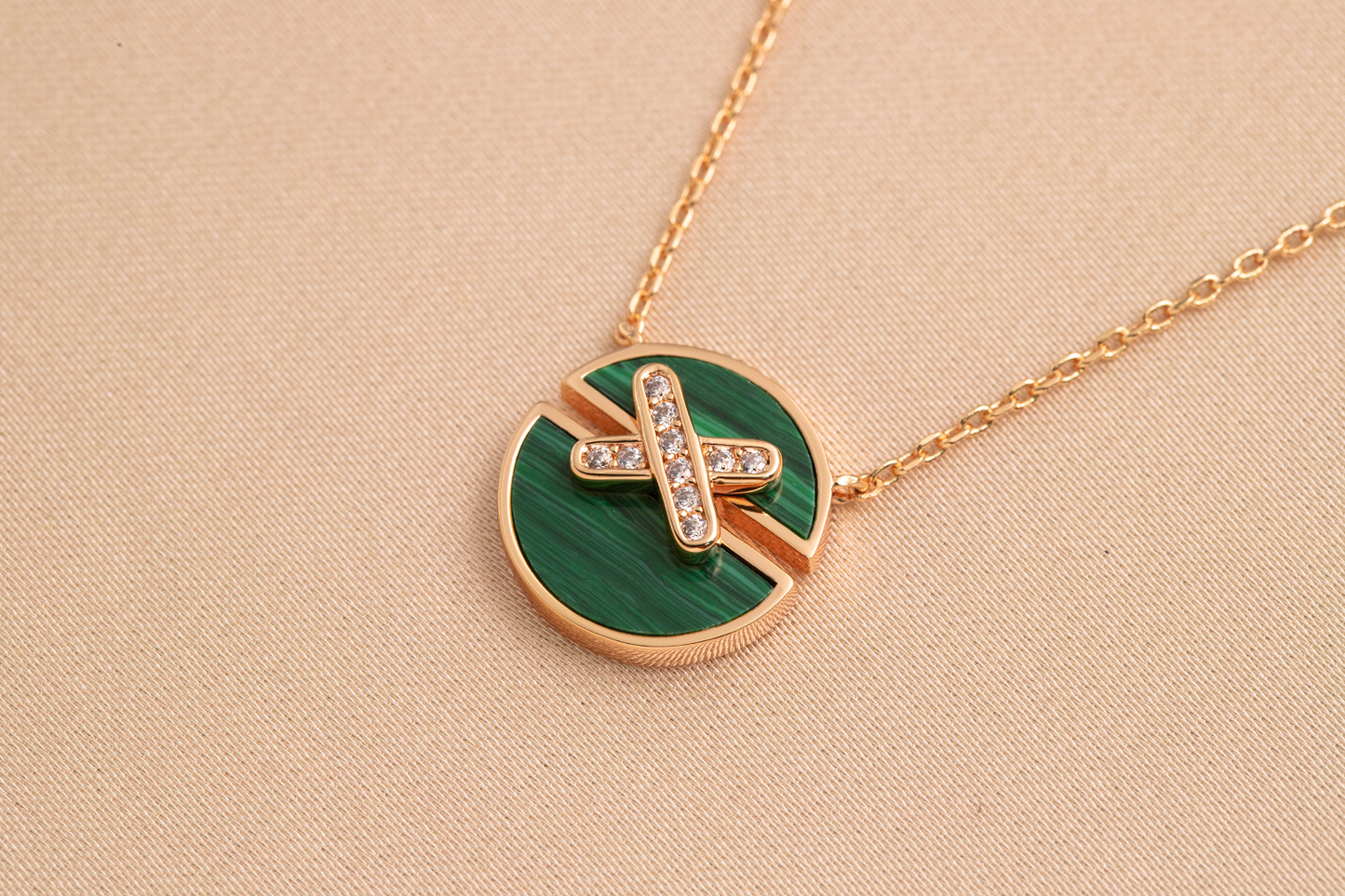 [Clover Jewelery]JEUX DE PINK GOLD DIAMOND NECKLACE