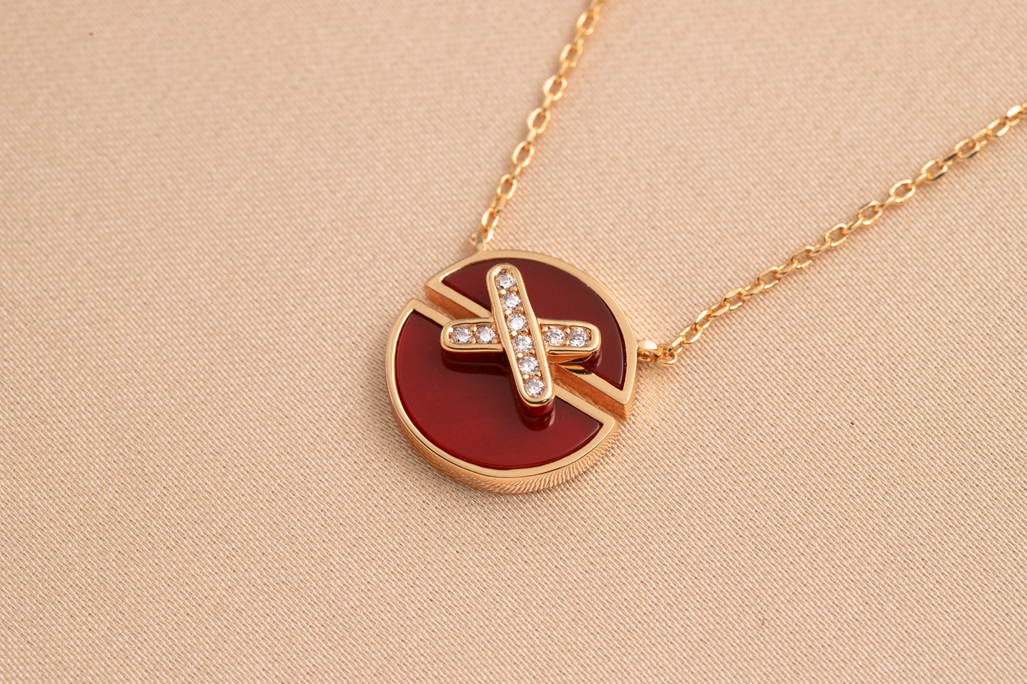 [Clover Jewelery]JEUX DE PINK GOLD DIAMOND NECKLACE