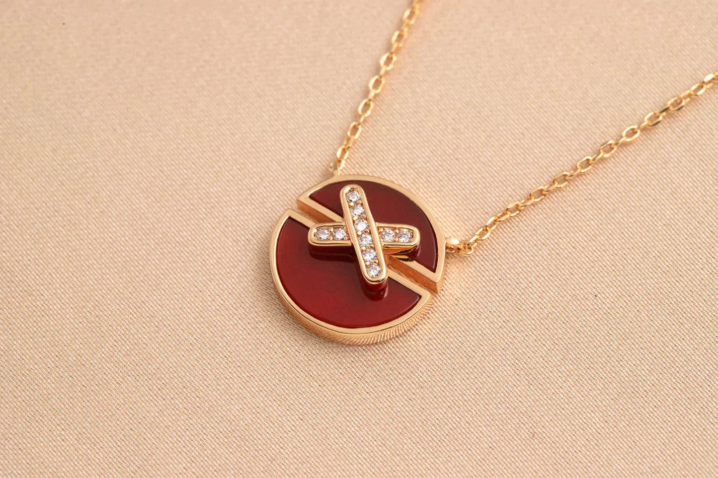 [Clover Jewelery]JEUX DE ROSE GOLD DIAMOND NECKLACE