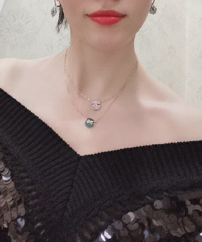 [Clover Jewelery]JEUX DE PINK GOLD DIAMOND NECKLACE