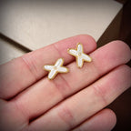 [Clover Jewelry]JEUX DE WHITE MOP GOLD DIAMOND EARRINGS