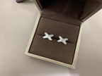[Clover Jewelry]JEUX DE WHITE MOP SILVER DIAMOND EARRINGS