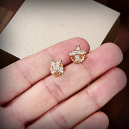 [Clover Jewelery]JEUX DE GOLD DIAMOND EARRINGS