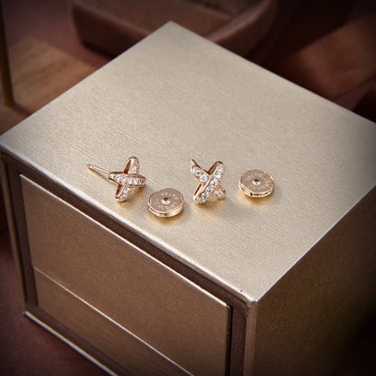 [Clover Jewelery]JEUX DE GOLD DIAMOND EARRINGS