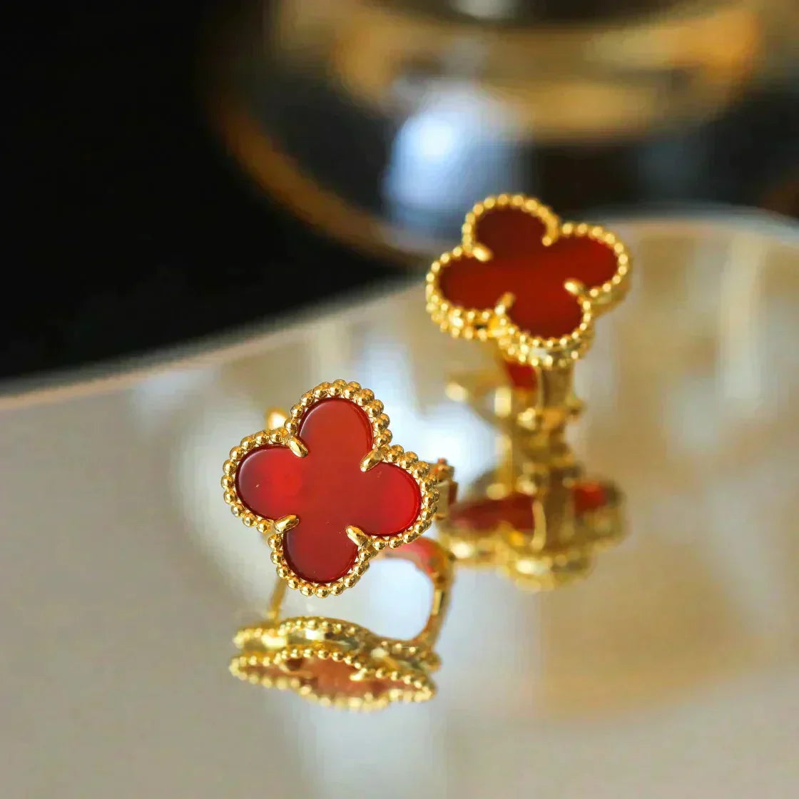 [Clover Jewelery]CLOVER MEDIUM 1 MOTIFS CARNELIAN  EARRINGS