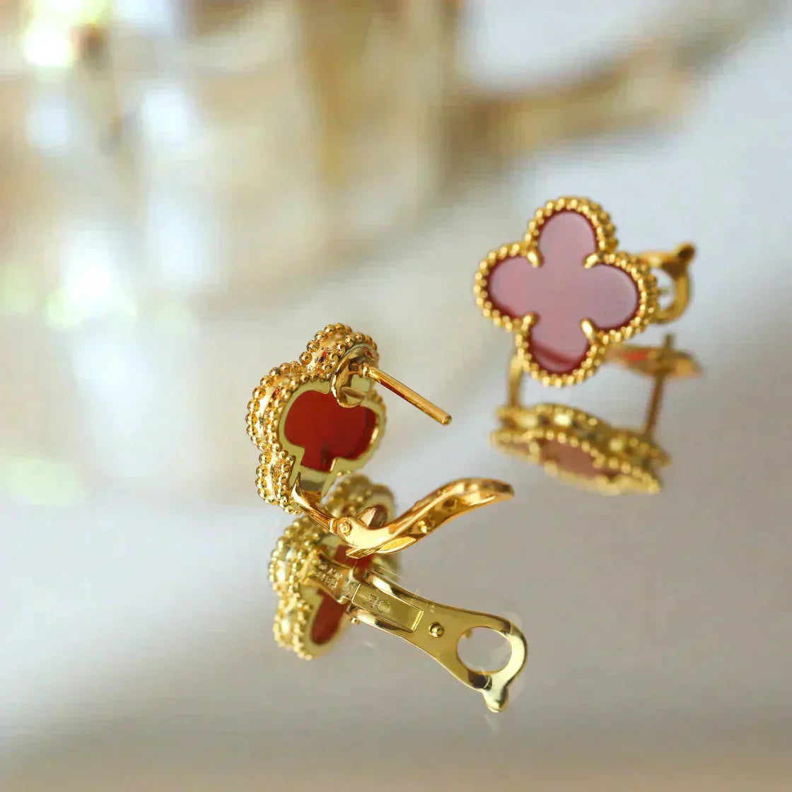 [Clover Jewelery]CLOVER MEDIUM 1 MOTIFS CARNELIAN  EARRINGS