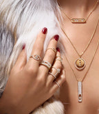[Clover Jewelry]LUCKY MOVE PM NECKLACE PINK GOLD DIAMOND