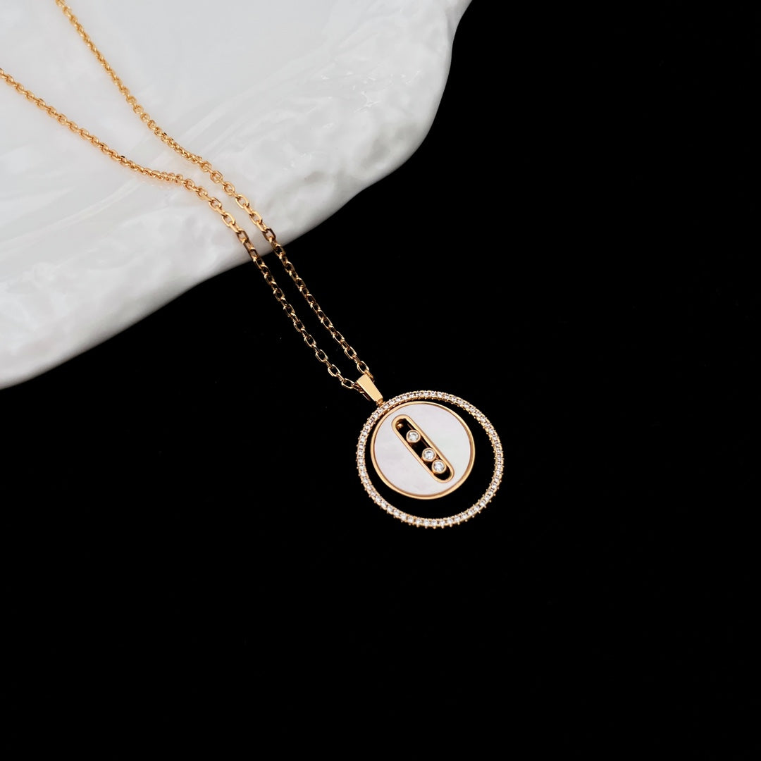 [Clover Jewelry]LUCKY MOVE MM NACRE BLANCHE DIAMOND NECKLACE