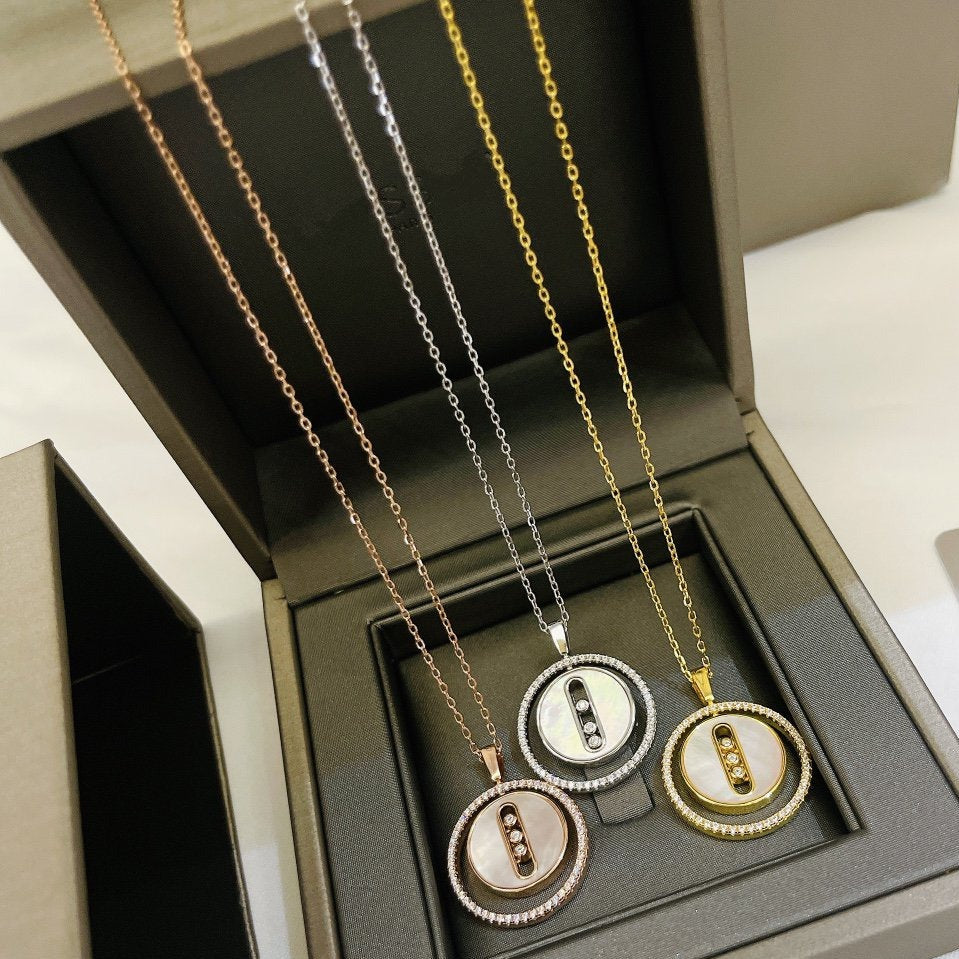 [Clover Jewelry]LUCKY MOVE MM NACRE BLANCHE DIAMOND NECKLACE