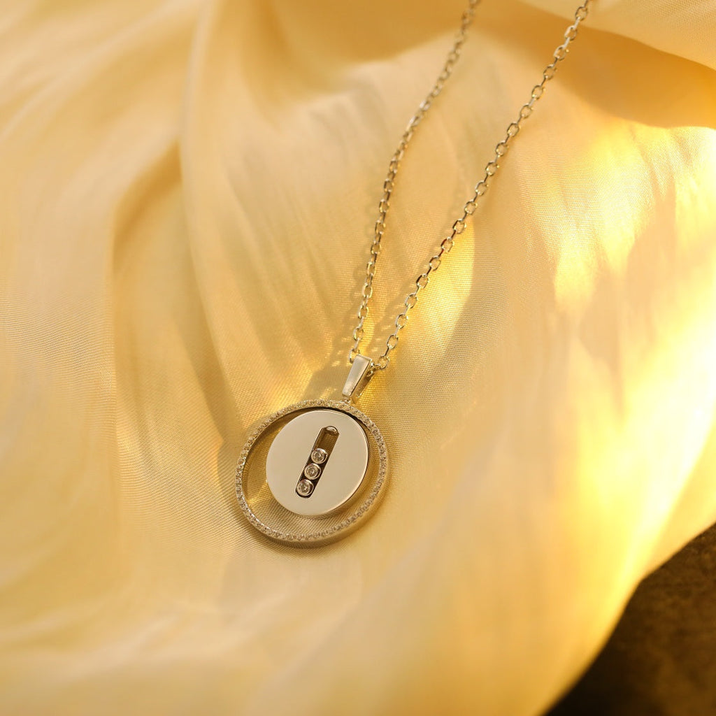[Clover Jewelry]LUCKY MOVE MM SILVER DIAMOND NECKLACE