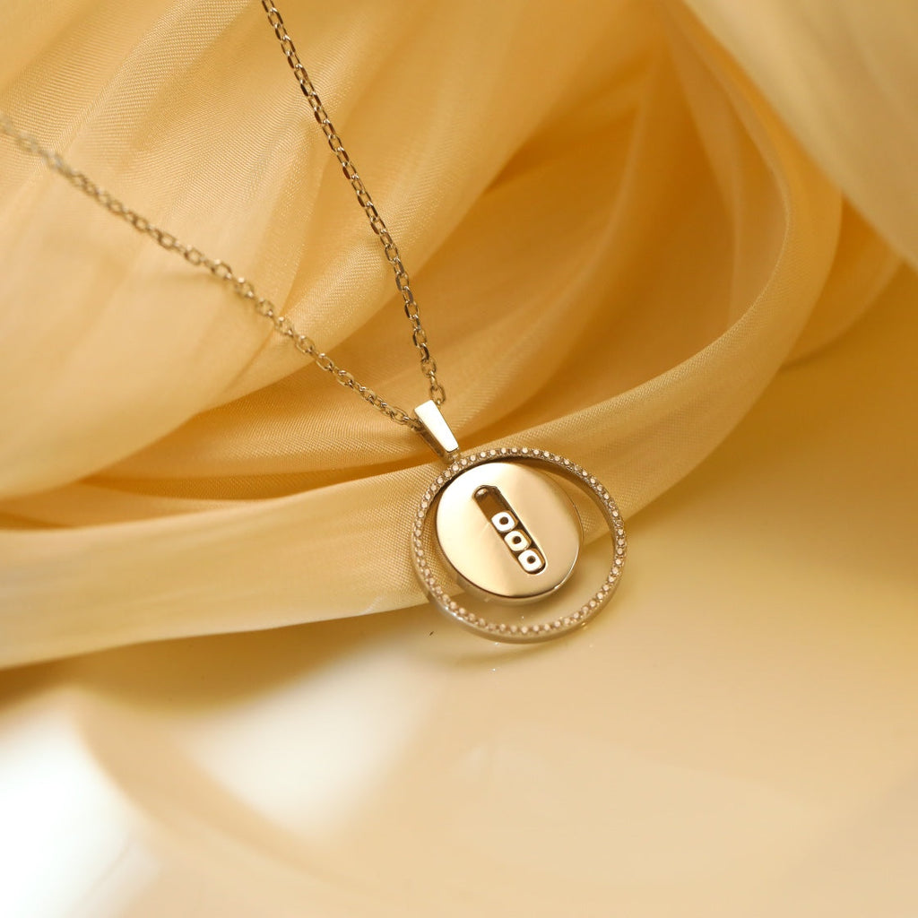 [Clover Jewelry]LUCKY MOVE MM SILVER DIAMOND NECKLACE