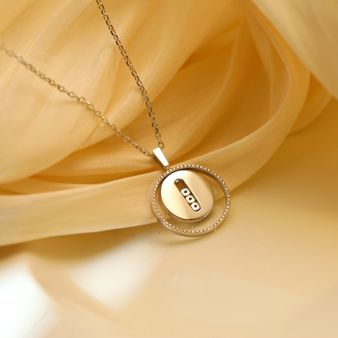 [Clover Jewelry]LUCKY MOVE MM SILVER DIAMOND NECKLACE