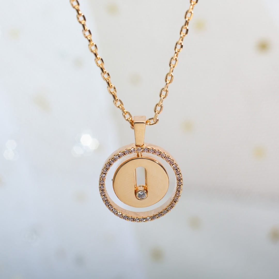[Clover Jewelry]LUCKY MOVE PM NECKLACE PINK GOLD DIAMOND