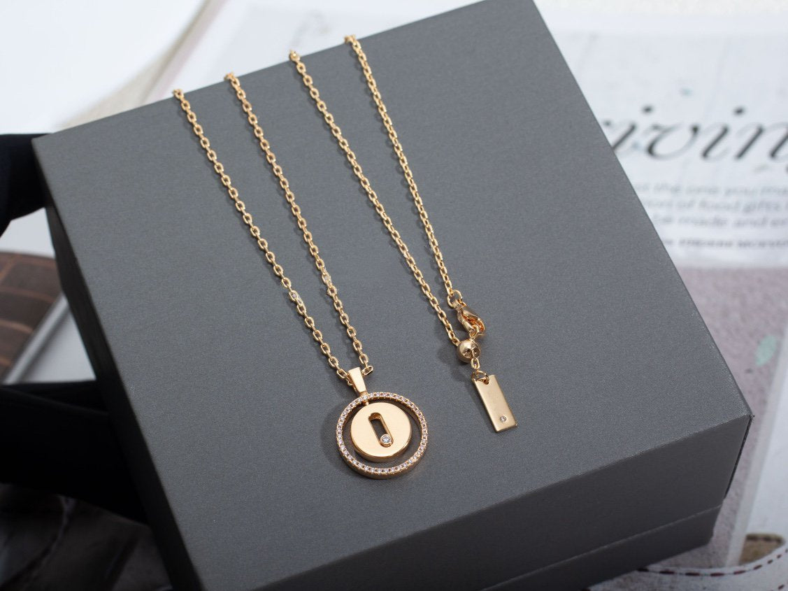 [Clover Jewelry]LUCKY MOVE PM NECKLACE PINK GOLD DIAMOND