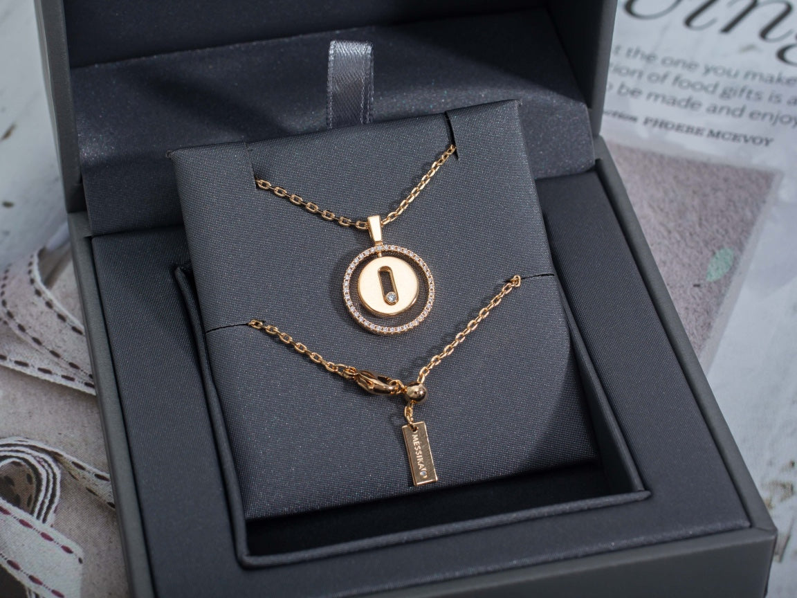 [Clover Jewelry]LUCKY MOVE PM NECKLACE PINK GOLD DIAMOND