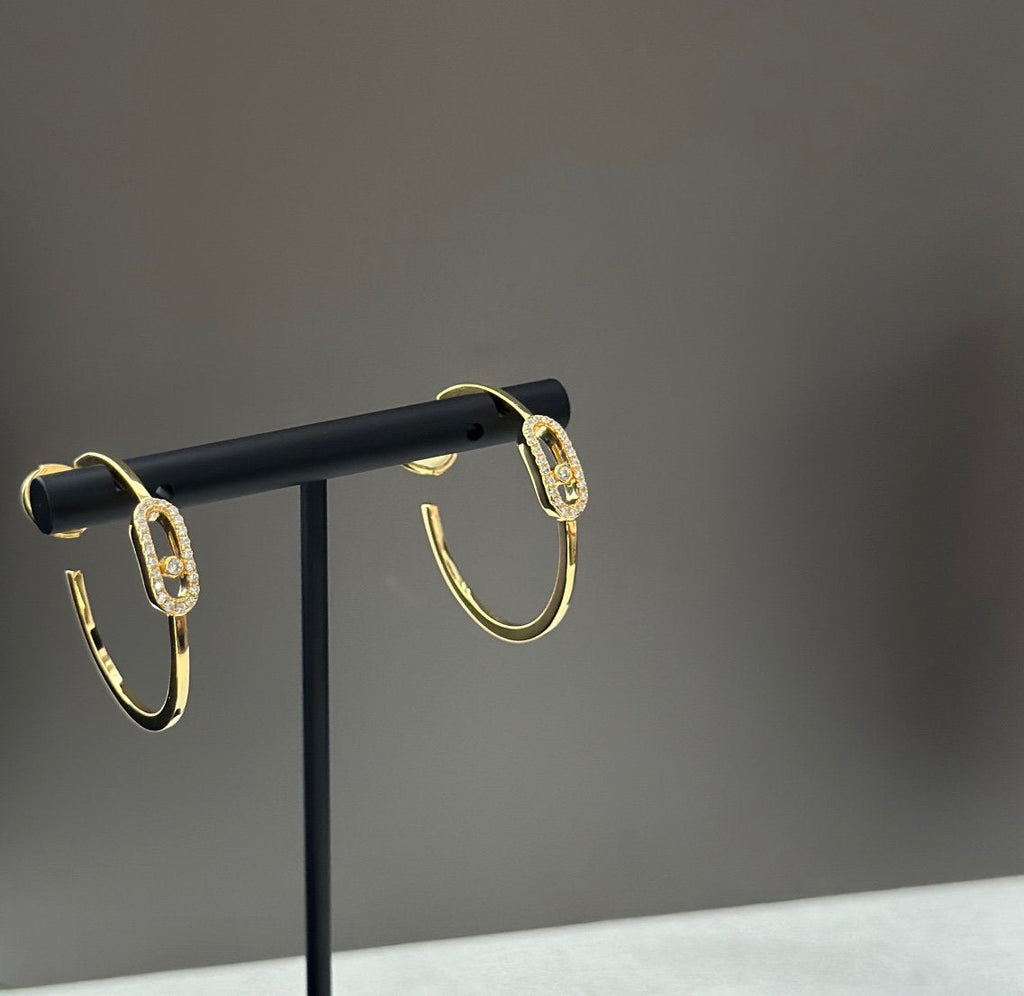 [Clover Jewelry]CREOLES MOVE UNO PM DIAMOND EARRINGS
