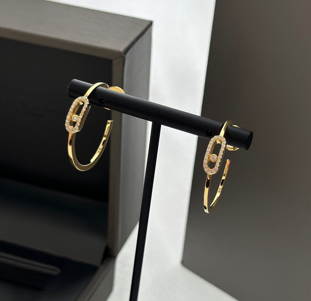 [Clover Jewelry]CREOLES MOVE UNO PM DIAMOND EARRINGS