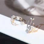 [Clover Jewelry]CREOLES MY TWIN 2 RANGS SILVER DIAMOND EARRINGS