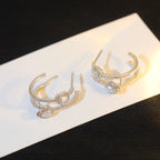 [Clover Jewelry]CREOLES MY TWIN 2 RANGS SILVER DIAMOND EARRINGS