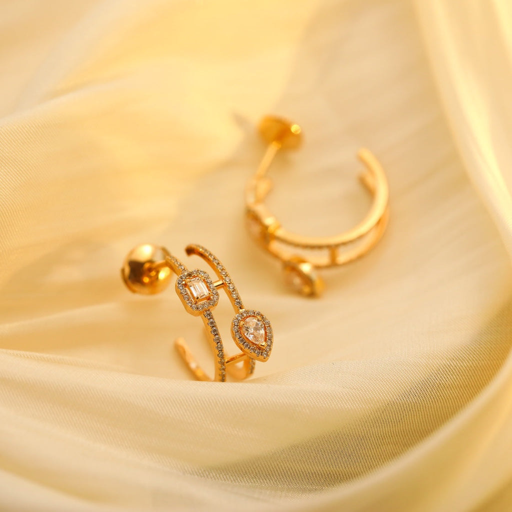 [Clover Jewelry]CREOLES MY TWIN 2 RANGS SILVER DIAMOND EARRINGS