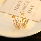 [Clover Jewelry]CREOLES MY TWIN 2 RANGS SILVER DIAMOND EARRINGS