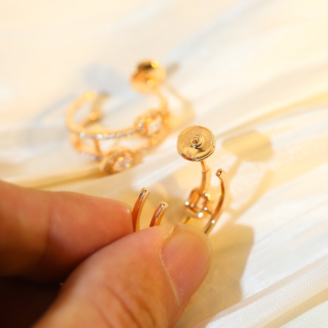 [Clover Jewelry]CREOLES MY TWIN 2 RANGS SILVER DIAMOND EARRINGS