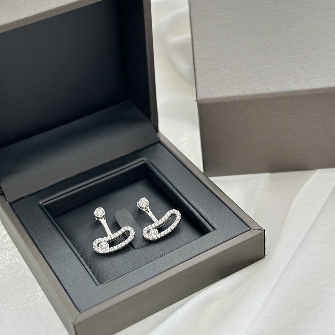 [Clover Jewelry]MOVE UNO SILVER DIAMOND EARRINGS
