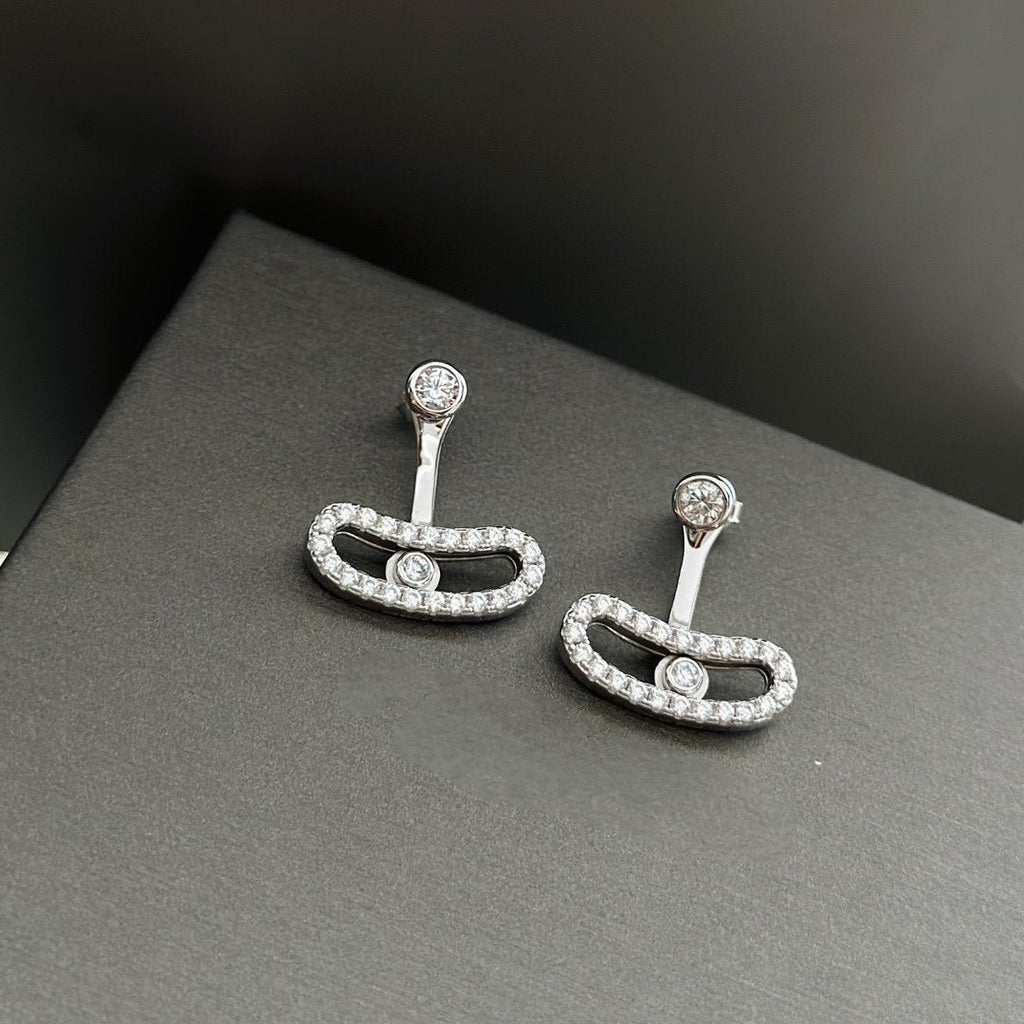 [Clover Jewelry]MOVE UNO SILVER DIAMOND EARRINGS