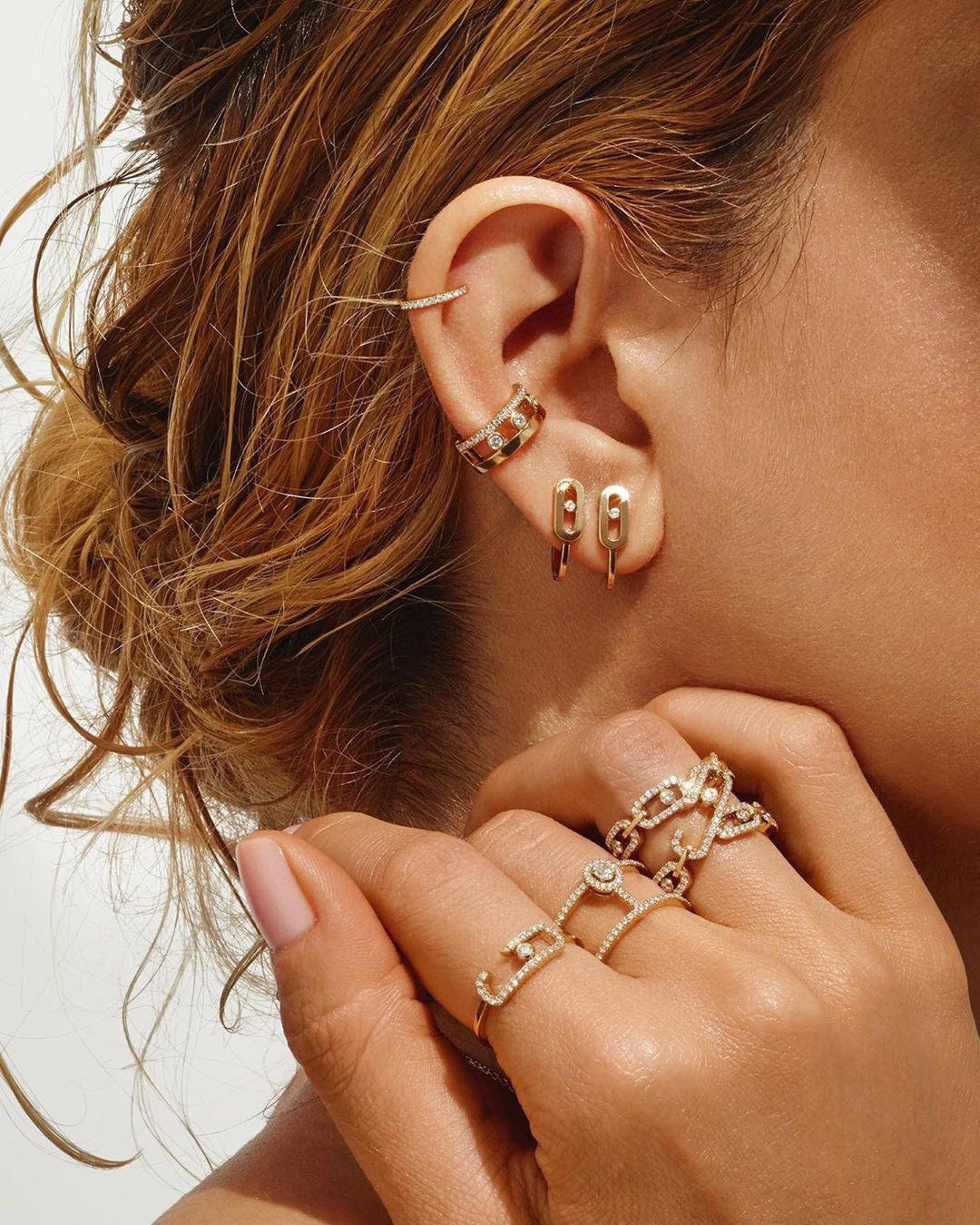 [Clover Jewelry]CREOLES MOVE UNO MINI 1 DIAMOND EARRINGS